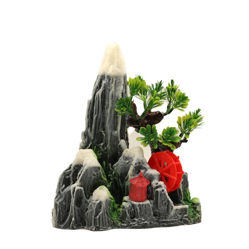 Resin Aquarium Rockery Mountain Decoration Artificial View Rock Cave Stone Tree Fish Tank Ornament Pet Supplies Home Decor