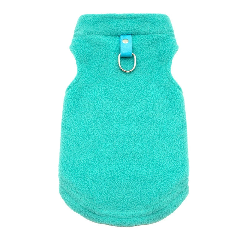 Autumn Fleece Pet Dog Clothes Solid Color Harness Outfits Walking Warm Vest for Small Medium Puppy Plaid Chihuahua Cat Jackets