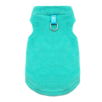 Autumn Fleece Pet Dog Clothes Solid Color Harness Outfits Walking Warm Vest for Small Medium Puppy Plaid Chihuahua Cat Jackets