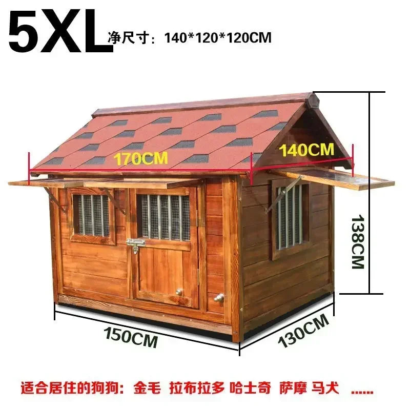 Outdoor Solid Wood Labrador Kennel Waterproof Small Medium Large Dog Cage Golden Retriever Teddy Kennel