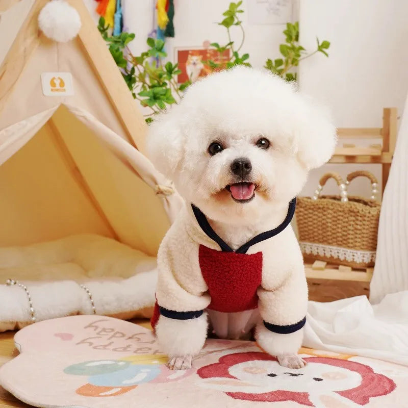 Dog Coat with Harness Winter Dog Clothes Chihuahua French Bulldog Clothing Thin Jacket Fleece Jumpsuit Dog Costumes Puppy Coat