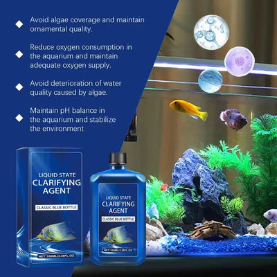 Fish Tank Clarifier Solution 100ml Purify Aquarium Water Clarifier Liquid Solution Improves Water Clarity Freshwater Purifier