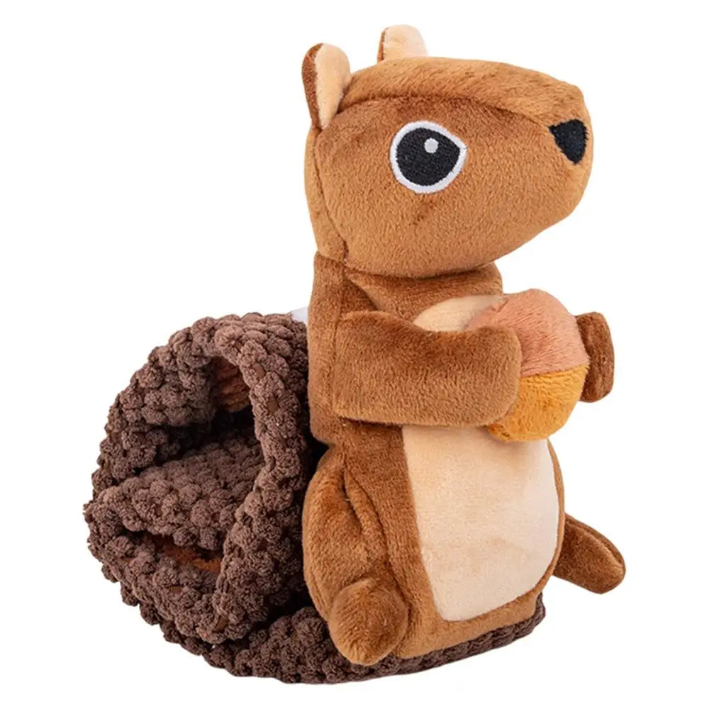 Dog Vocal Interactive Toy Velvet Squirrel Shaped Foraging Instinct Training Puppy Toys Interactive Dog Puzzle Toys With Sound