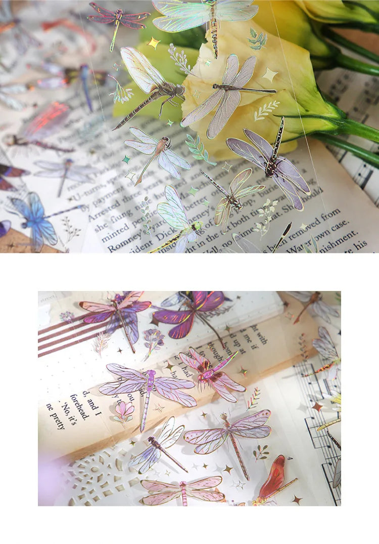 3pcs Kawaii Feather Dragonfly Bird Jellyfish Decorative Stickers Pack Scrapbooking Material Label Diary Phone Journal Planner