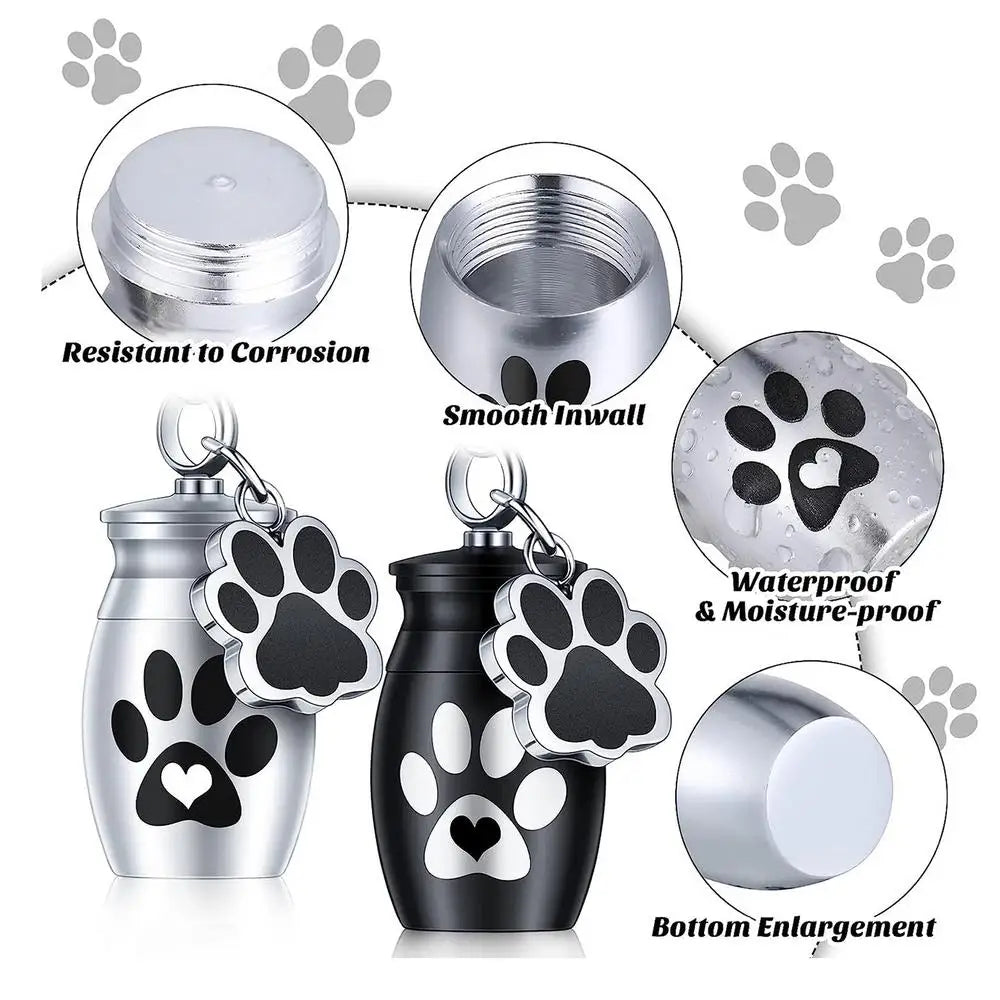 Pets Urn Keychain Paw Print Keyring Cremation Ashes Pendant Cat Cremation Jewelry Pendant Dog Paw Print Keepsake for Cats Dogs
