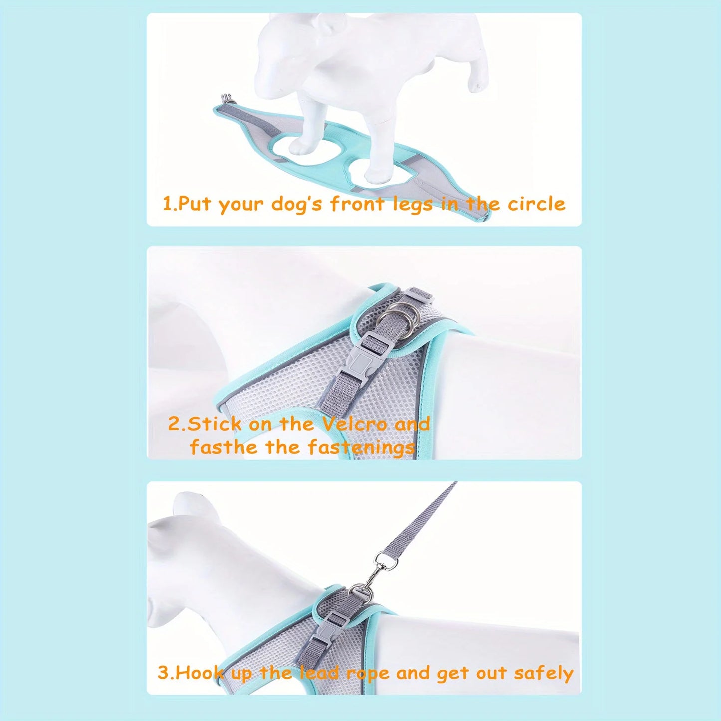 Dog Harness Small Dogs Breast-band Pet Accessories Leash Reflective Soft Mesh Dog Harness for Small and Medium Breeds