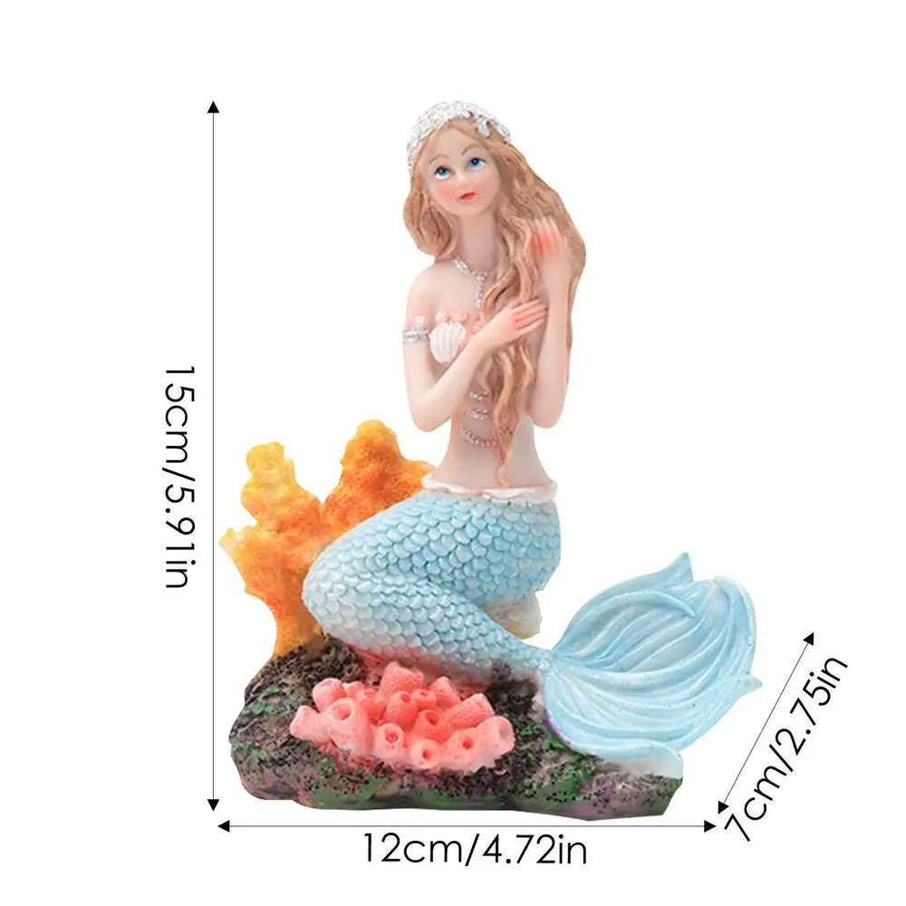 Mermaid Fish Tank Ornament Figurines Miniature Resin Decorations Artificial Aquarium Decor 6 Styles DIY Aquarium Desk Theme