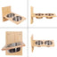 4 Pieces Wooden Wall Mounted Cat Bowl with Small Cat Jumping Pedal for Kitten Climbing and Eating Indoor Pet Furniture