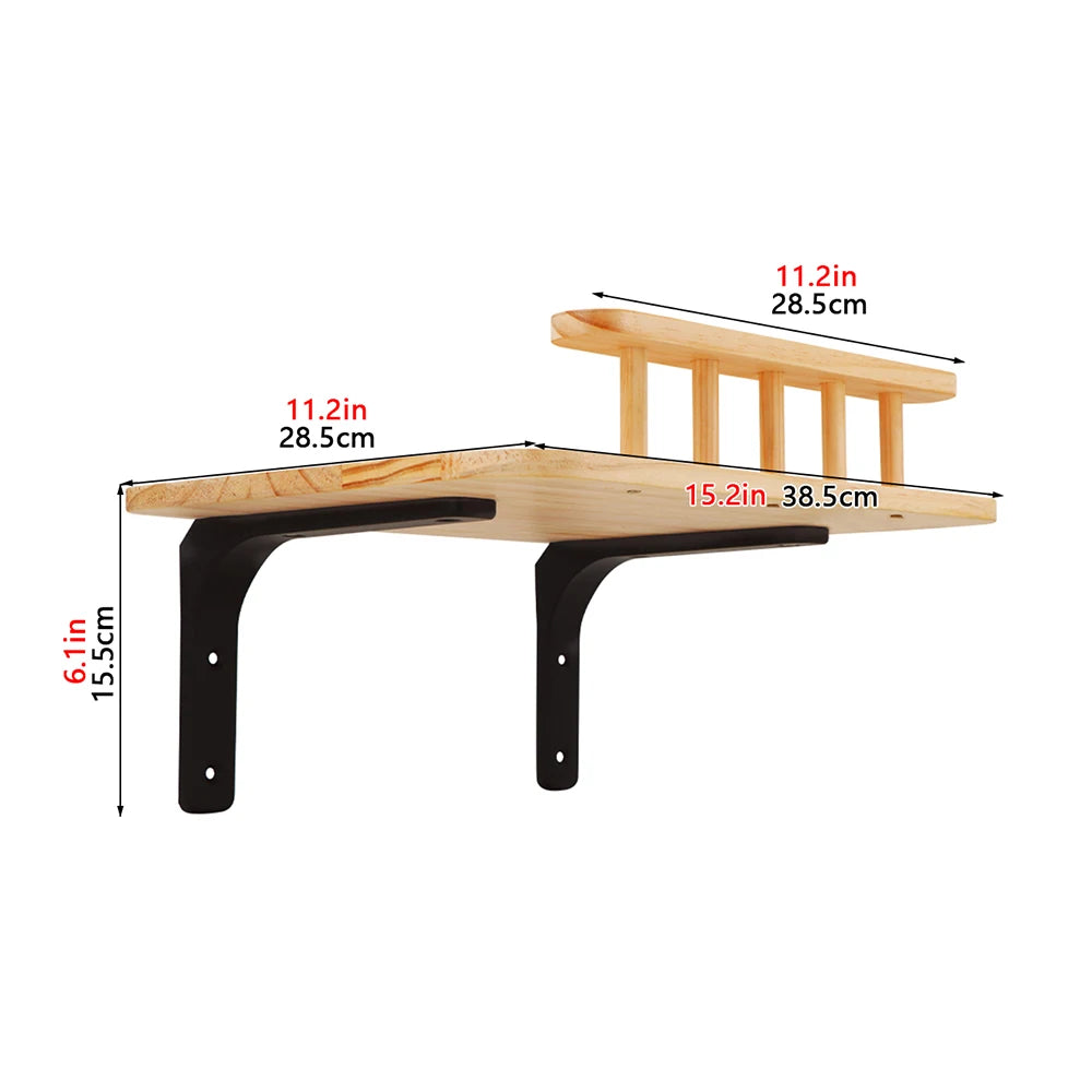 Cat Climbing Shelf Furniture Wall Mounted Cat Hammock and Wooden Stairway with Scratching Post for Cats Indoor Playing and Rest