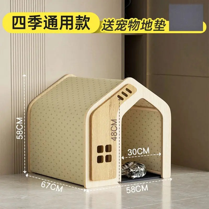 Solid wood cat nest Four seasons universal kennel Winter warm cat house dog house pet dog villa outdoor wooden house indoor