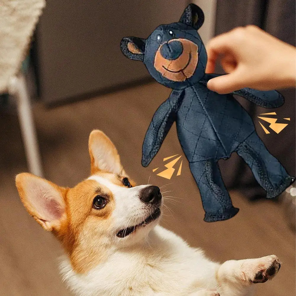 Dog vocal interactive plush toy Plush Squeaky Teething Toy Interactive Dog Toy Cleaning Teeth Anti Bite Abreact Plaything Bear