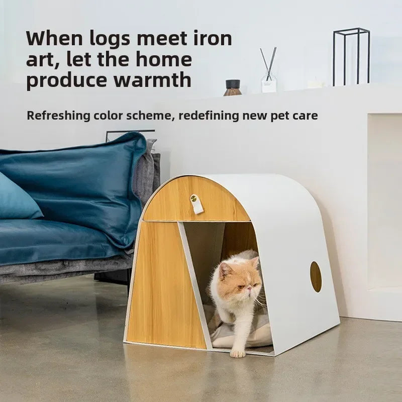 Iron Kennel Cat Litter Solid Wood Internet Celebrity Cat Villa Pet Wooden House Dog House Cat