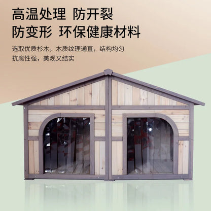 Solid wood dog house dog villa wooden kennel waterproof and rainproof outdoor large kennel dog house type pet