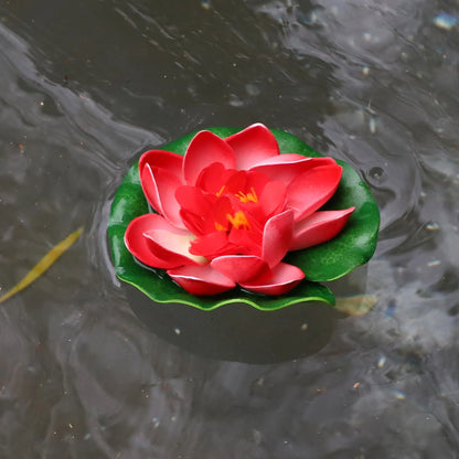 Uxcell 10PCS 10cm Aquarium Floating Artificial Flower Fake Lotus Plant Pond Micro Landscape Garden Fish Tank Tools Accessories