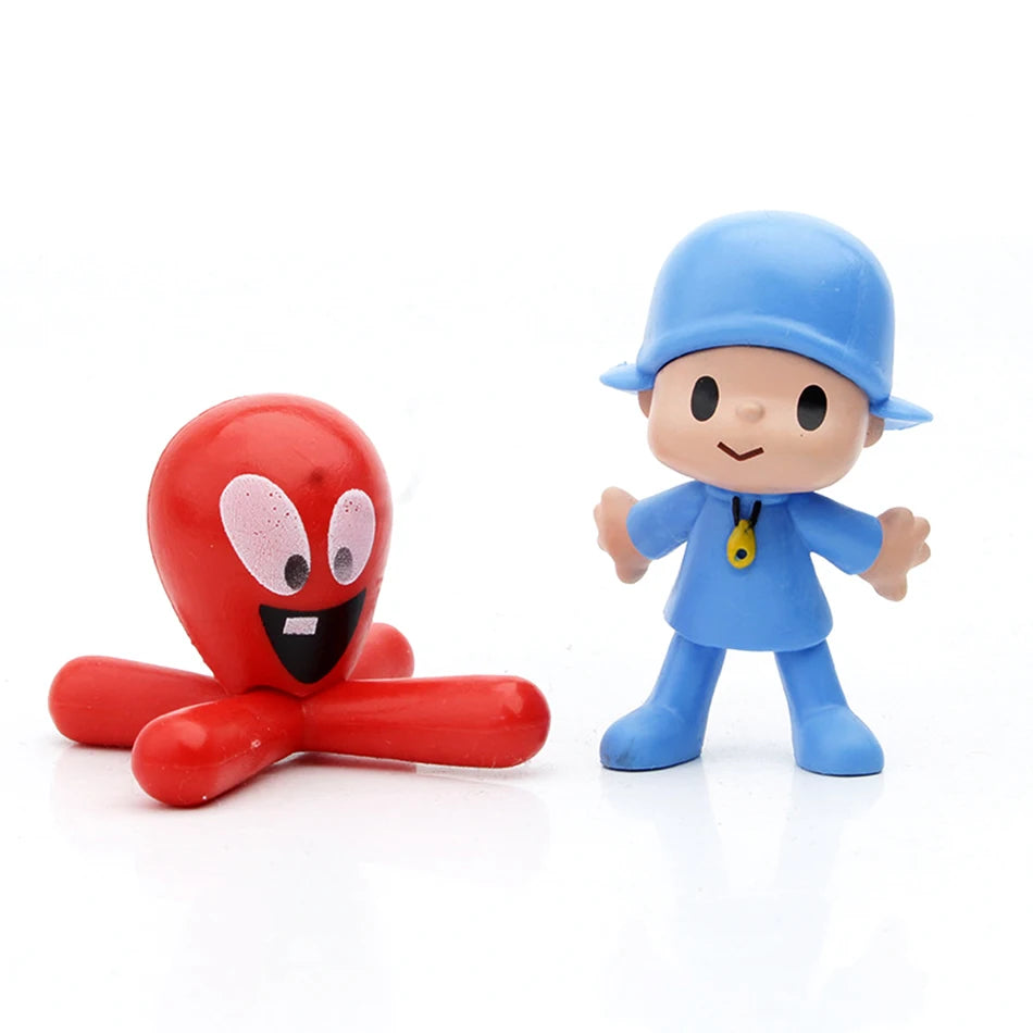 7Pcs/Set Kawaii Pocoyo Animal Toy Bird Duck Elephant Doll Toy Model Scene Ornaments Anime Cartoon Cute Pvc Figures Toys