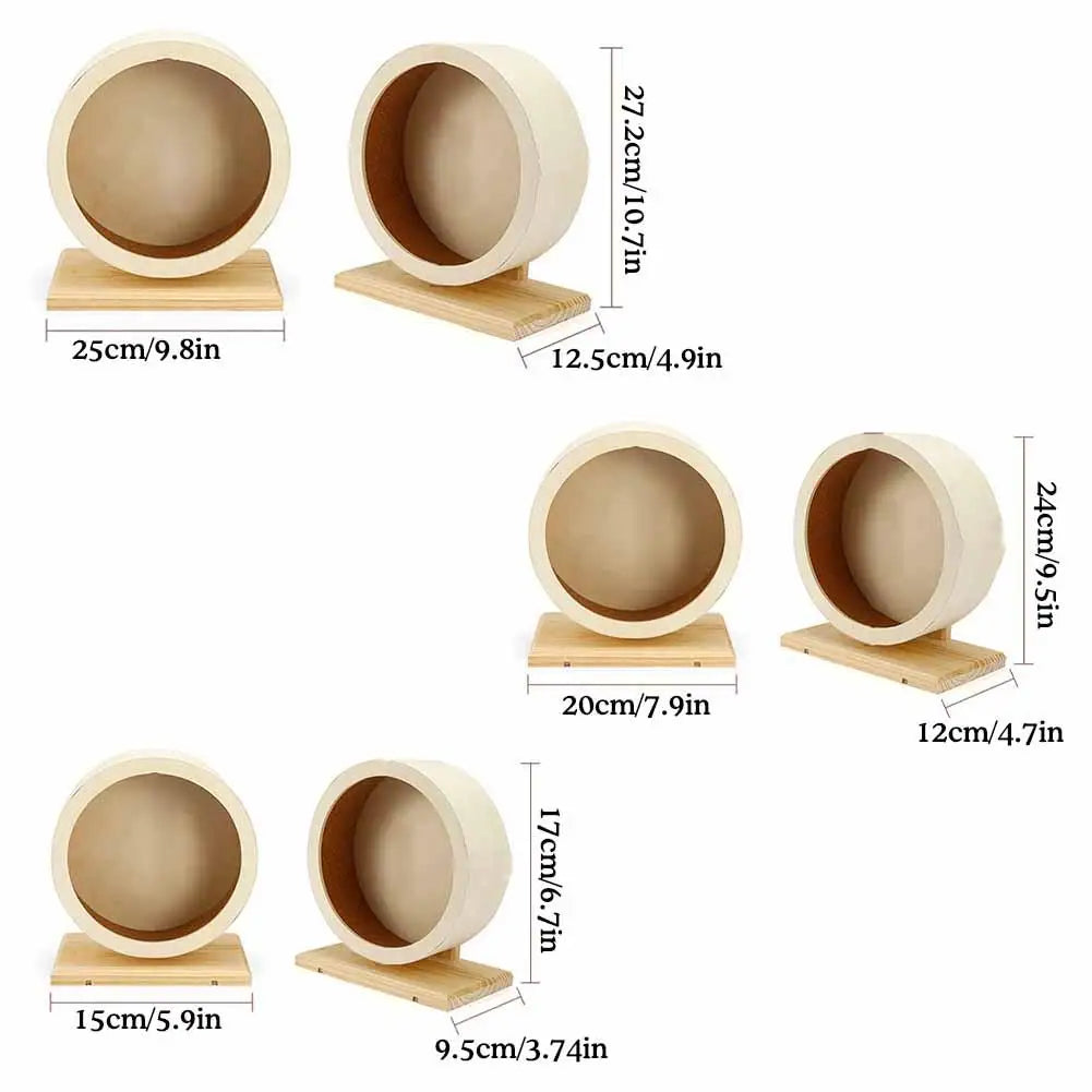 Hamster Running Wheel Golden Bear Mute Wooden Belt Bracket With Cork Pad Roller Sports Golden Bear Landscaping Pet Supplies