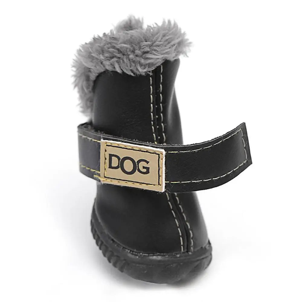 Dog Winter Boots 4PCS Winter Warm Skid-proof Snow Boots For Small Dog Breathable Dog Boots