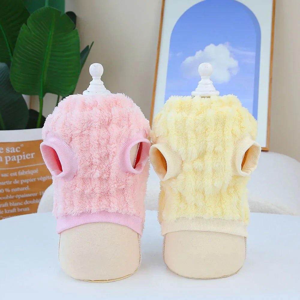 Winter Pet Clothes Warm Coral Fleece Dog Vest Pullover Jacket Puppy Dog Sweater with D Ring for Small Medium Dogs Cats Costume