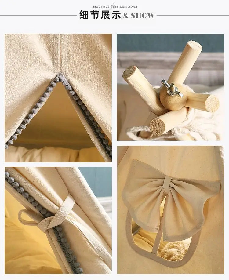 NK0 Internet celebrity ins pet tent teddy kennel corgi dog bed cat litter four seasons medium and small dog semi-closed removabl