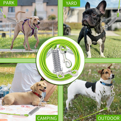 Steel Wire Dog Tie Out Cable, Dog Runner for Yard, Durable Superior Clips, Silver Dog Chains