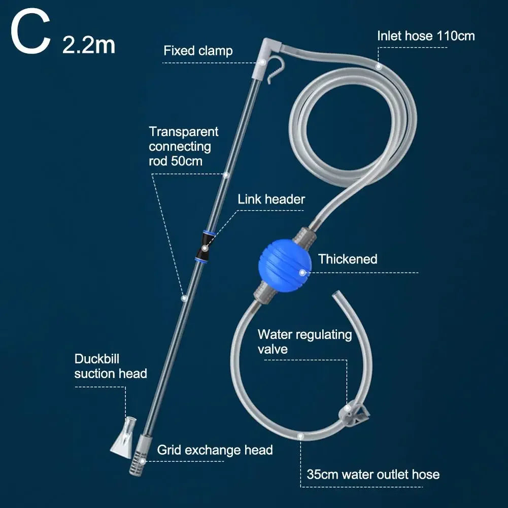 Fish Tank Water Changer Aquarium Siphon Vacuum Gravel Manure Suction Change Pipe Cleaning Kit Water Sand Tool Sand Cleaning K2X7