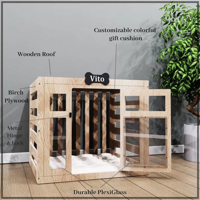 JUNJI Modern Indoor Wood Dog House Luxury Durable Eco-Friendly Large Wooden Pet House Wood Dog Kennel Furniture