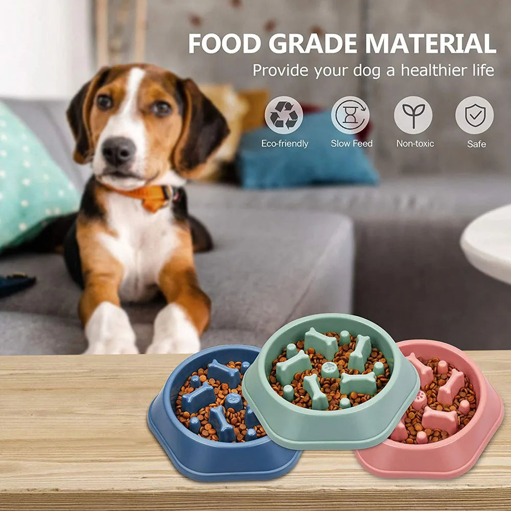 Slow Feeder Dog Bowls Slow Eating Pet Bowls Puzzle Anti-Gulping Interactive Bloat Durable Preventing Choking Healthy Dogs Bowl