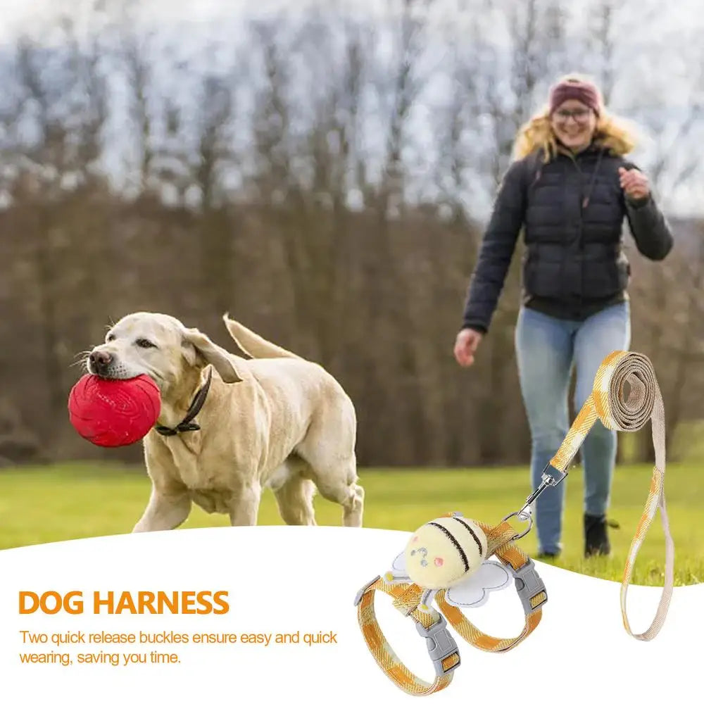 Dog Harness with Strap Pet Walking Strap Set Dog Walking Tool with Adjustable Buckles for Traveling Picnic Going Out Camping