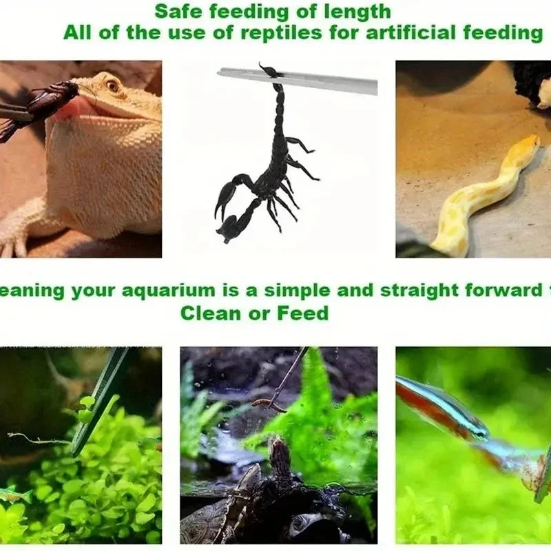 18.9in Stainless Steel Tweezers Fish Tank Aquatic Plants Aqaurium Tool Water Plant Curved Pliers Birds Reptile Feeding Tongs