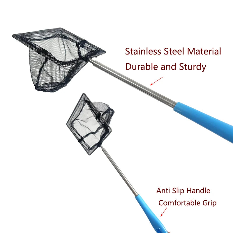 Stainless Steel Aquarium Long Handle Square Net Aquarium AccessoriesFish Tank Fishing Net Landing Net for Fish Durable Products