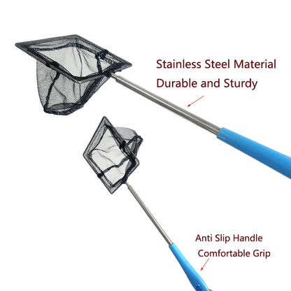 Stainless Steel Aquarium Long Handle Square Net Aquarium AccessoriesFish Tank Fishing Net Landing Net for Fish Durable Products
