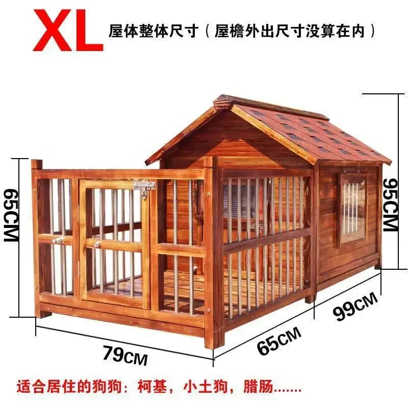 Outdoor Waterproof Solid Wood Kennel Medium and Large Dog Golden Retriever Kennel House Rainproof Outdoor Four Seasons