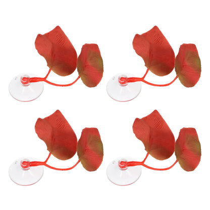 UXCELL 2/4 Pcs Aquarium Artificial Plastic Plants Betta Fish Leaf Pad with Suction Cup Betta Bed Leaf Hammock Resting Hide Decor