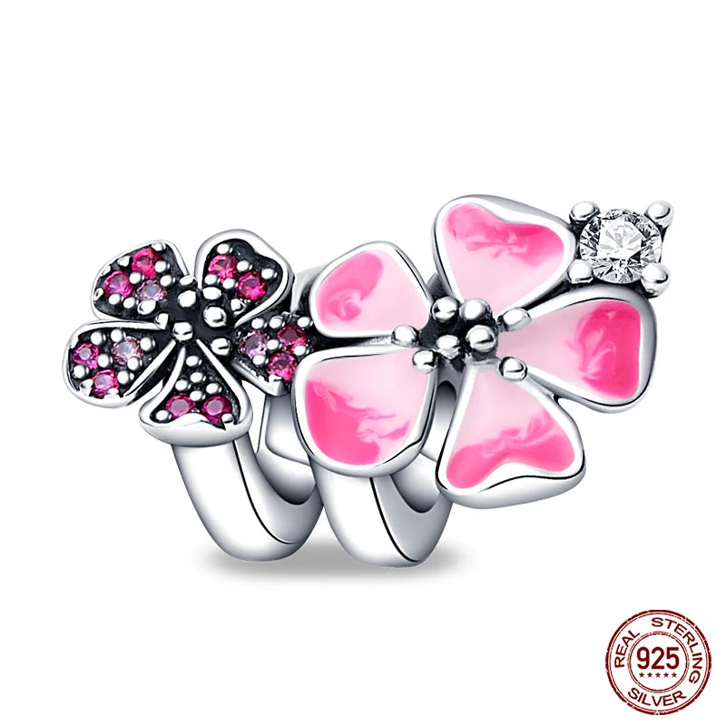 Fit Pandora 925 Original Bracelet 925 Silver Plate Flower Bird Series Charms Beads For Women Fashion DIY Jewelry Gifts Making