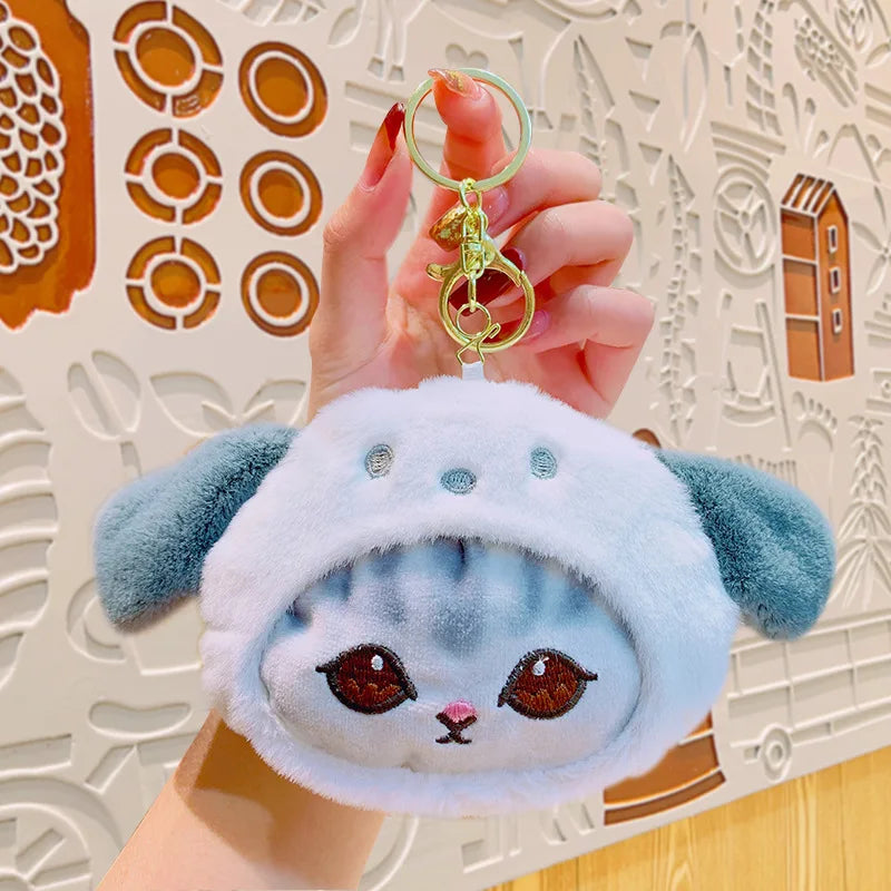 Anime Sanrio Plush Toy Cute Hello Kitty Felinae Keychain Kawaii Cinnamoroll Cat Plush Wallet Melody Cos School Bag Pendant Gifts
