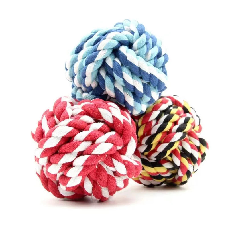 Pet Toy Chew Teething Cotton Rope Knot Ball Toys For Dog Tooth Clean Ball Bite-Resistant  Dog Chew Puppy Training InteractiveToy