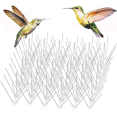 12Pcs Pigeon Spikes Stainless Steel Bird Repeller Set Deterrent Anti Bird Pigeon Squirrel Cats Repellent for Garden Fence Roof