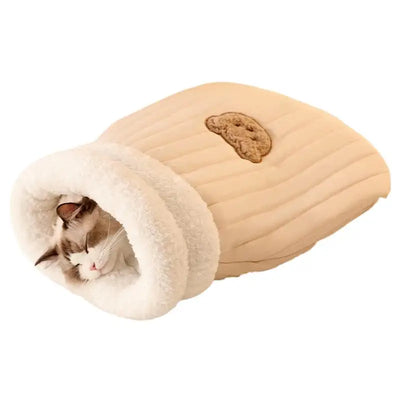Pet Mat Warming Pad Sack Washable Cozy Cats Beds Easy Access Cat Sleeping Bag With Cute Bear Pattern For Cats And Small Dog