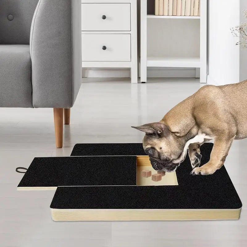 Dog Nail Scratch Board Adjustable Wooden Scratching Board with Built-in Treat Box Dog Nail File Board Self Scratcher Toy