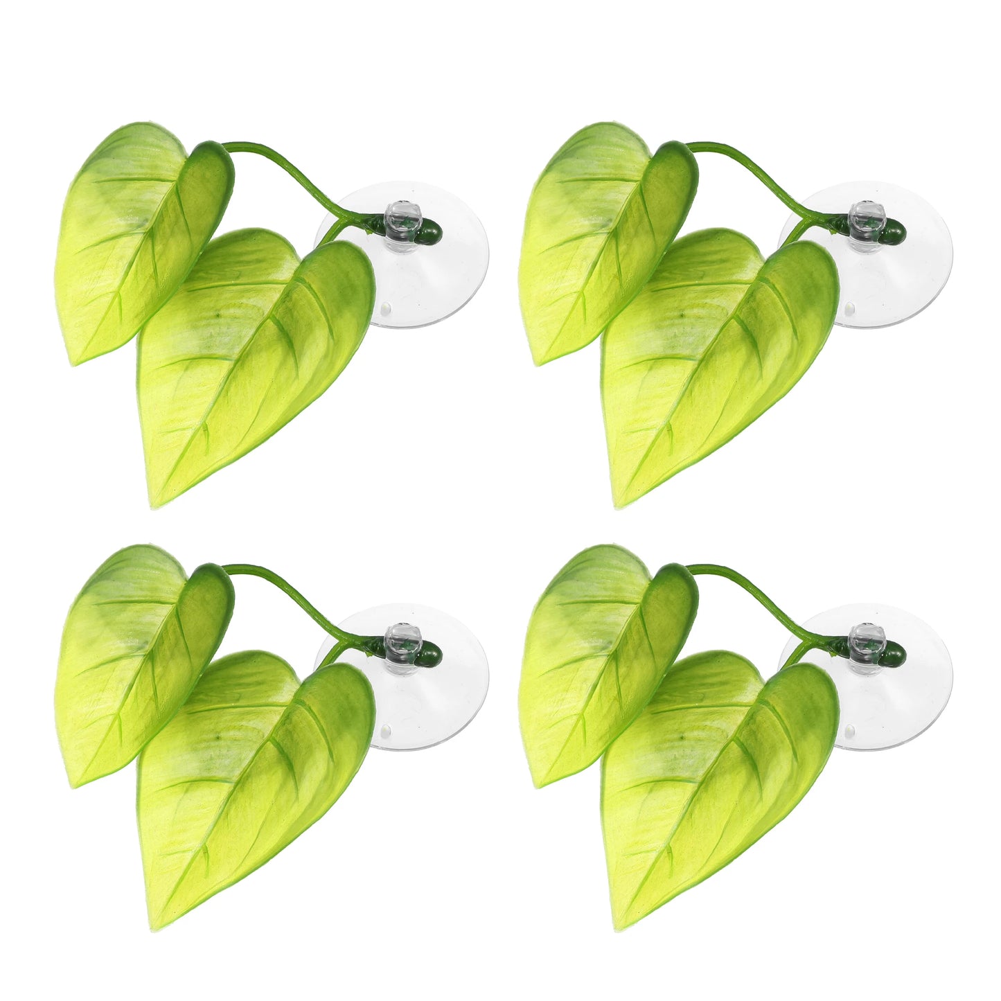UXCELL 2/4 Pcs Aquarium Artificial Plastic Plants Betta Fish Leaf Pad with Suction Cup Betta Bed Leaf Hammock Resting Hide Decor