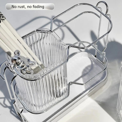 Wall Mounted Kitchen Cutlery Organizer Light Luxury Chopstick Spoon Holder Stainless steel Utensil Drying Rack