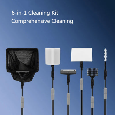 6 in1 Aquarium Fish Tanks Cleaning Tools Kit Algae Tank Cleaner Set Aquarium Cleaner Fish Tank Net Scraper Sponge accessories
