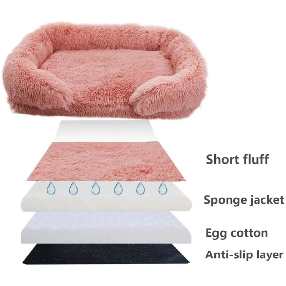 Cozy Plush Dog Sofa Bed Square Beds Washable Warm Pet Cushion Orthopedic Lounger Fluffy With Zipper Cover