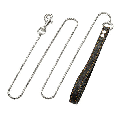 Dog Chain Leash for Dog Collar 18K Gold Sliver Cuban Link Anti-Bite Metal Strong Dog Leash for Walking Training Small Medium Dog