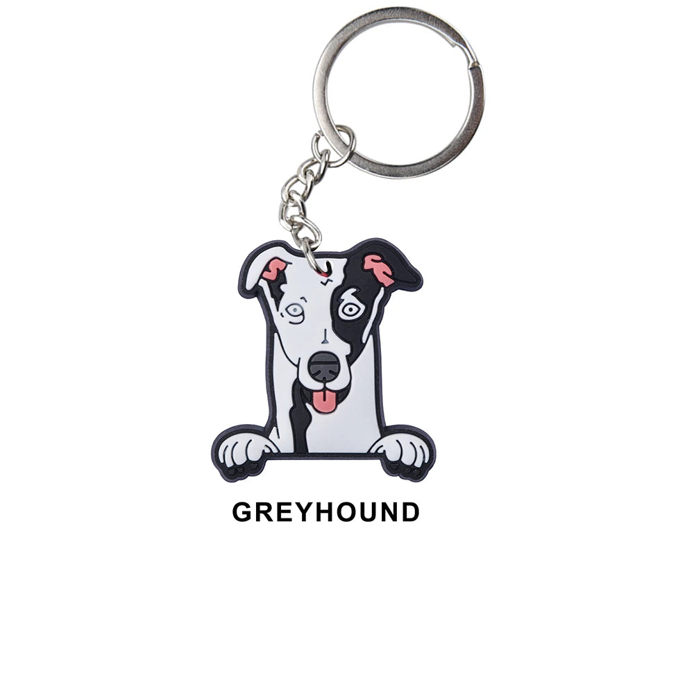 Cartoon Cool Dogs Keychains Bulldog English Springerspaniel Keyrings Maltese Greyhound Key Chains Husky Keeshond Key Rings Gifts