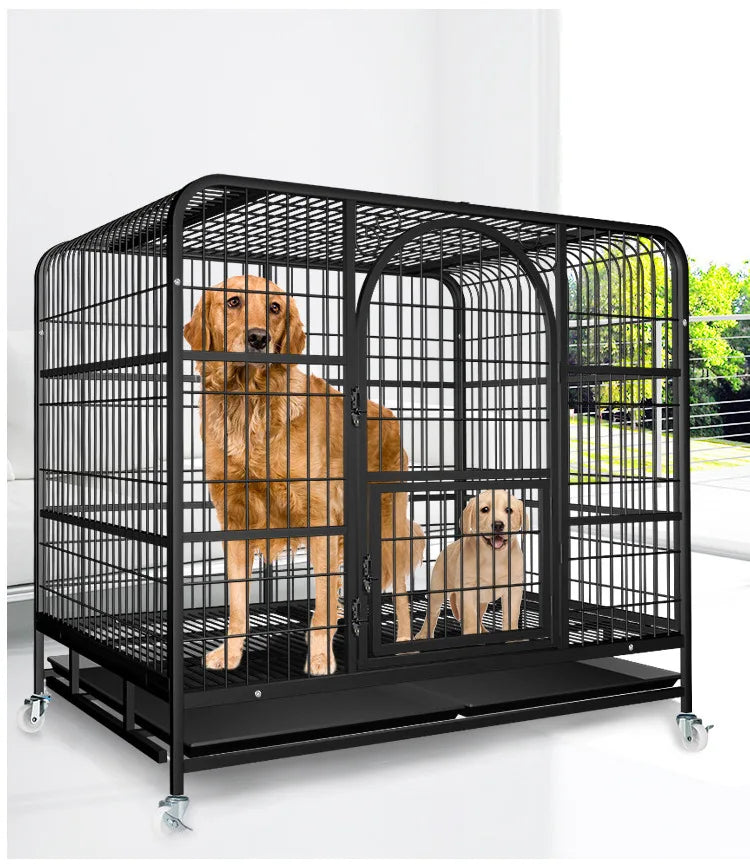 Dog Cage Small Medium Large Dog Square Tube Dog Cage Bold Iron Pet Dog Dog Cage Dog House Teddy Golden Retriever Supplies