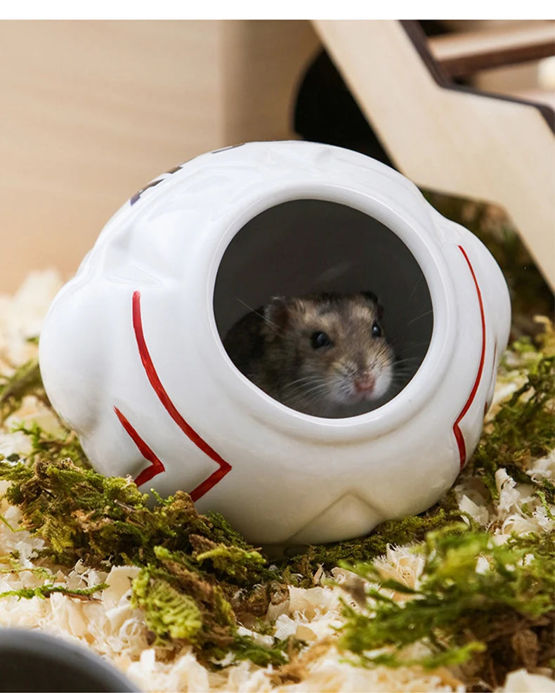 Honey squirrel ceramic food bowl hamster kettle drink device creative astronaut golden bear dodge nest prevent tipping bathtub