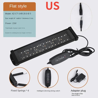 UVA+UVB Reptile Full Spectrum LED Light Turtle Lizard Snake Terrarium Sunbathe Heat Lamp 10.0 20.0 Sun Lamp Sunbathe Heat Lamp