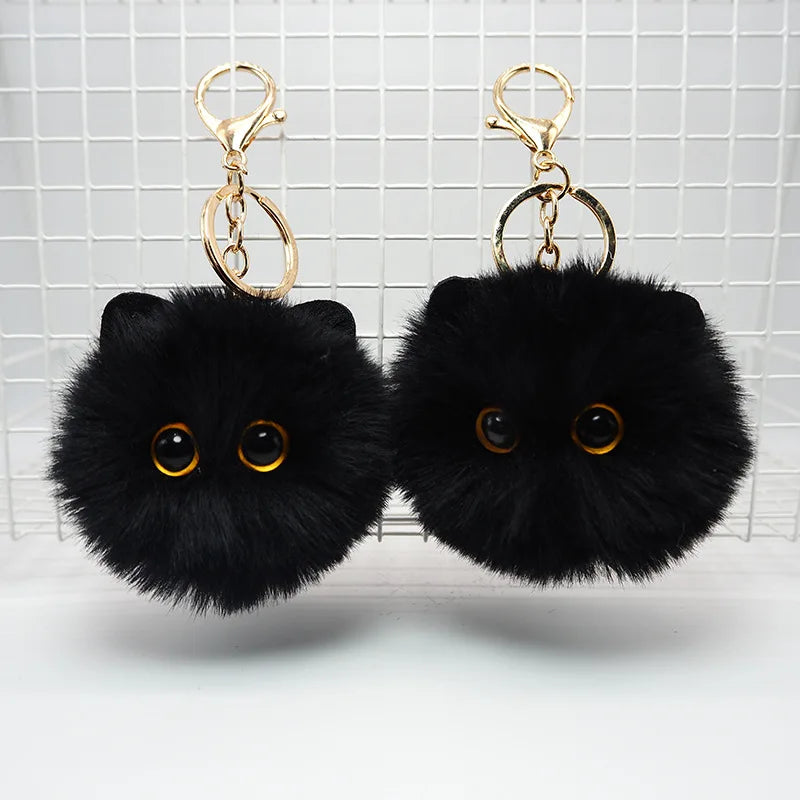 New Blush Black Briquette Cat Hand Plush Doll Keychain Pendant Girly Heart School Bag Pendant