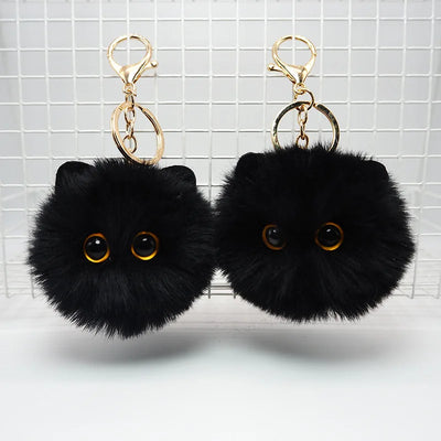 New Blush Black Briquette Cat Hand Plush Doll Keychain Pendant Girly Heart School Bag Pendant